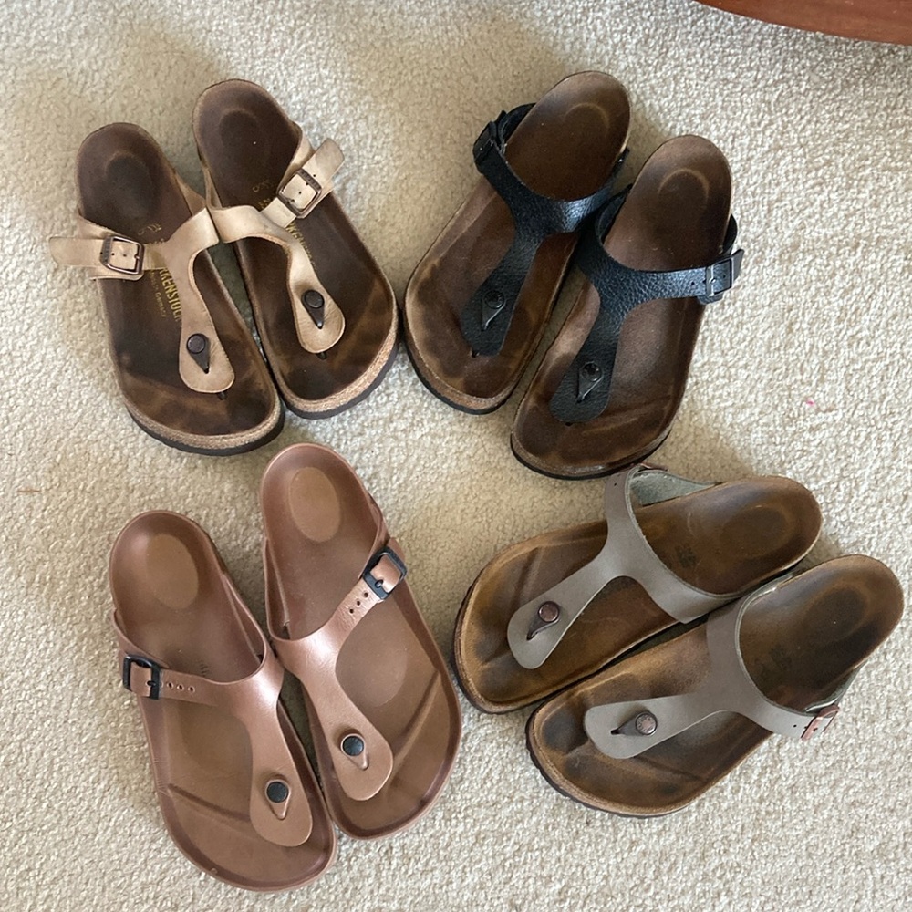 Lot of 4pairs of Birkenstocks Gizeh Sandals 39/40 open footprint